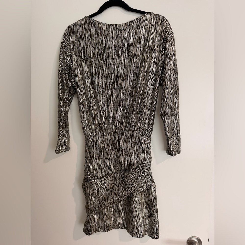 NWT Maje ‘Rilexy’ Metallic Stretch Long Sleeve Dress - Picture 3 of 6